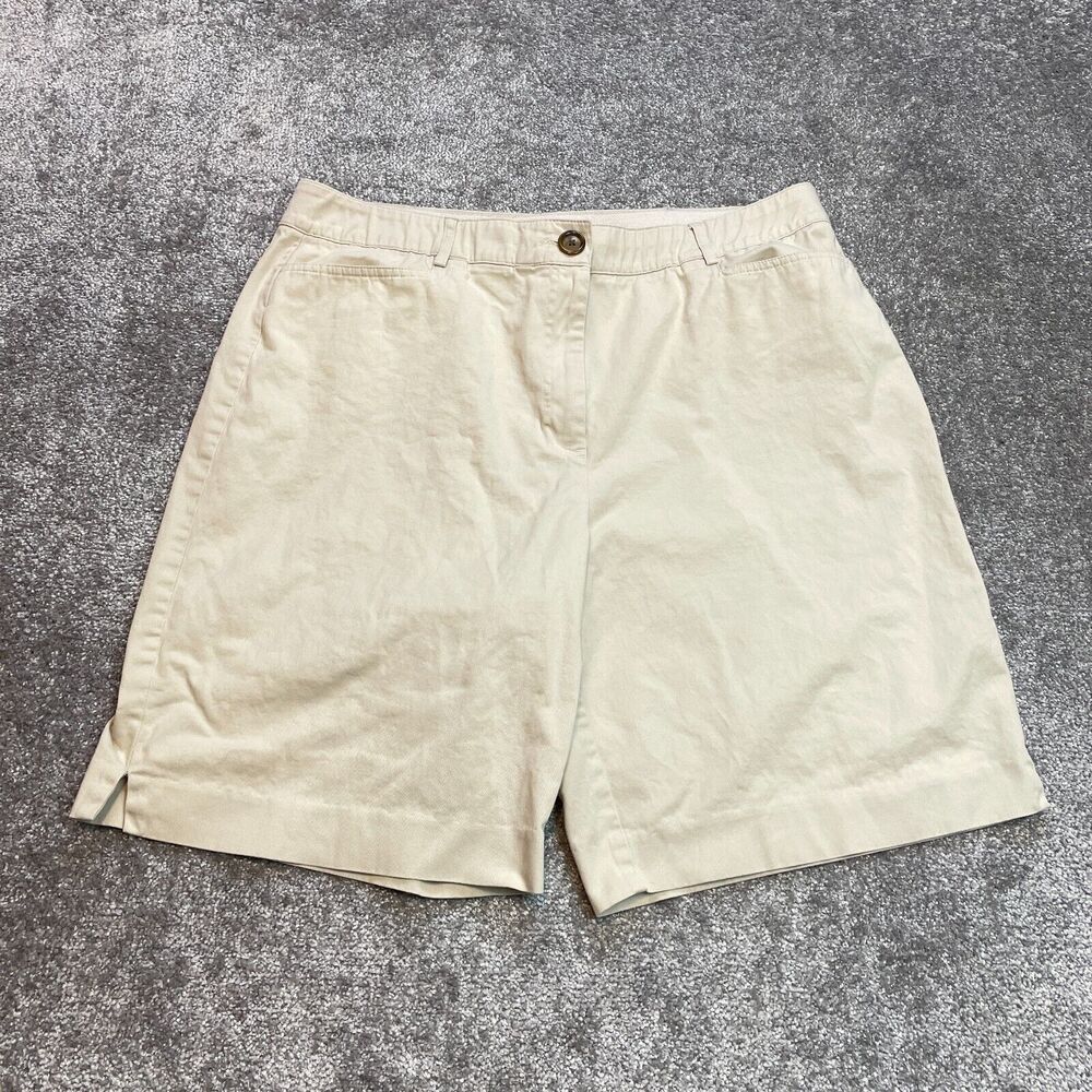 Kim Rogers Sweatshorts Womens 18 Beige Stretch Button Cotton Solid Soft 10" Insm